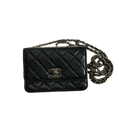 Used CHANEL Quilted Lambskin Trendy CC WOC Wallet on chain Black GHW