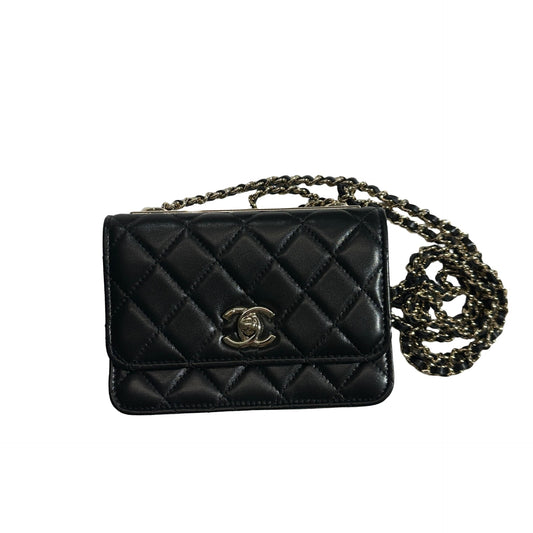 Used CHANEL Quilted Lambskin Trendy CC WOC Wallet on chain Black GHW