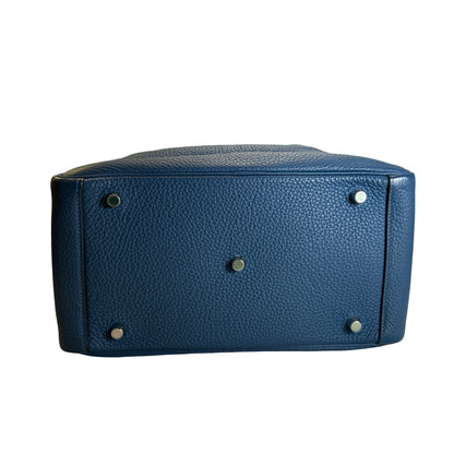 Used HERMES Leather Togo Lindy Handbag Blue PHW