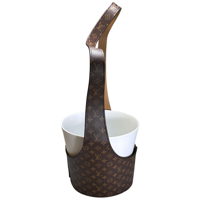 Used LOUIS VUITTON Monogram Canvas Objets Nomades Single Floral Pot Accessories Brown White