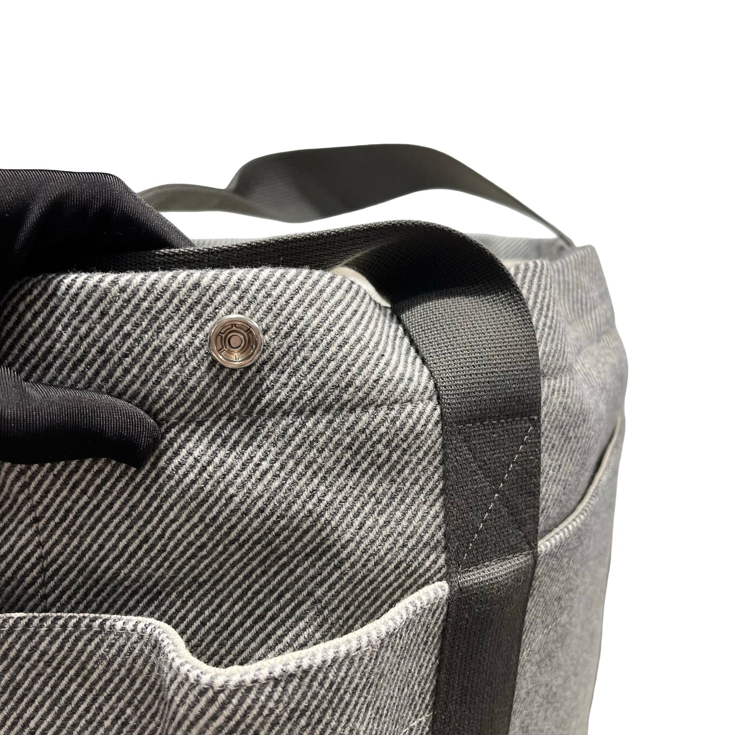 Used HERMES Canvas Animaux Nattes Nappy Bag Tote Bag Grey