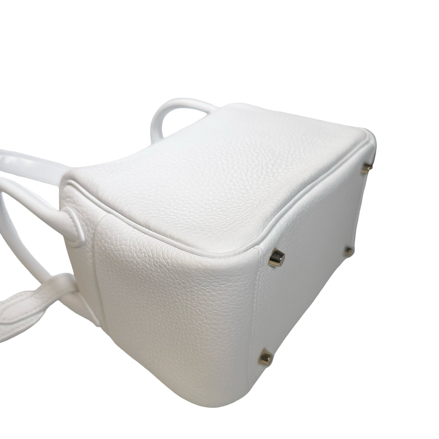 Used HERMES Clemence Leather Mini Lindy Cross body bag White GHW