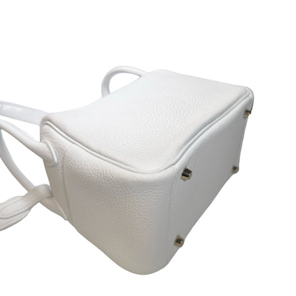 Used HERMES Clemence Leather Mini Lindy Cross body bag White GHW
