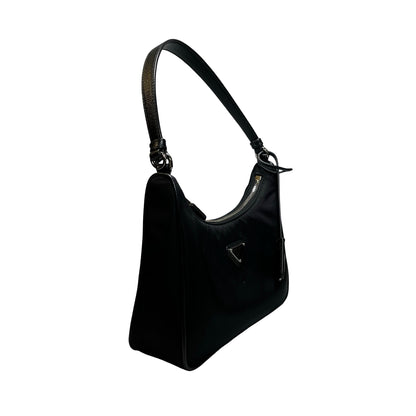 Used PRADA Re-Nylon Saffiano leather Re-Edition 2005 Shoulder Bag Black PHW