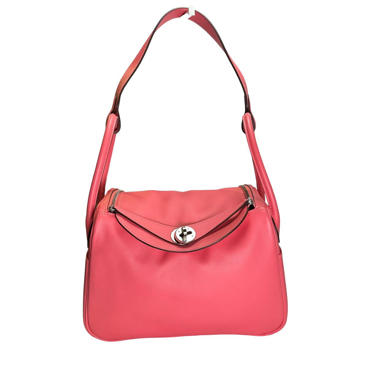 Used HERMES Clemence Lindy 26 Handbag Pink PHW