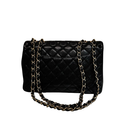 Used CHANEL Classic Flap Shoulder Bag Black GHW