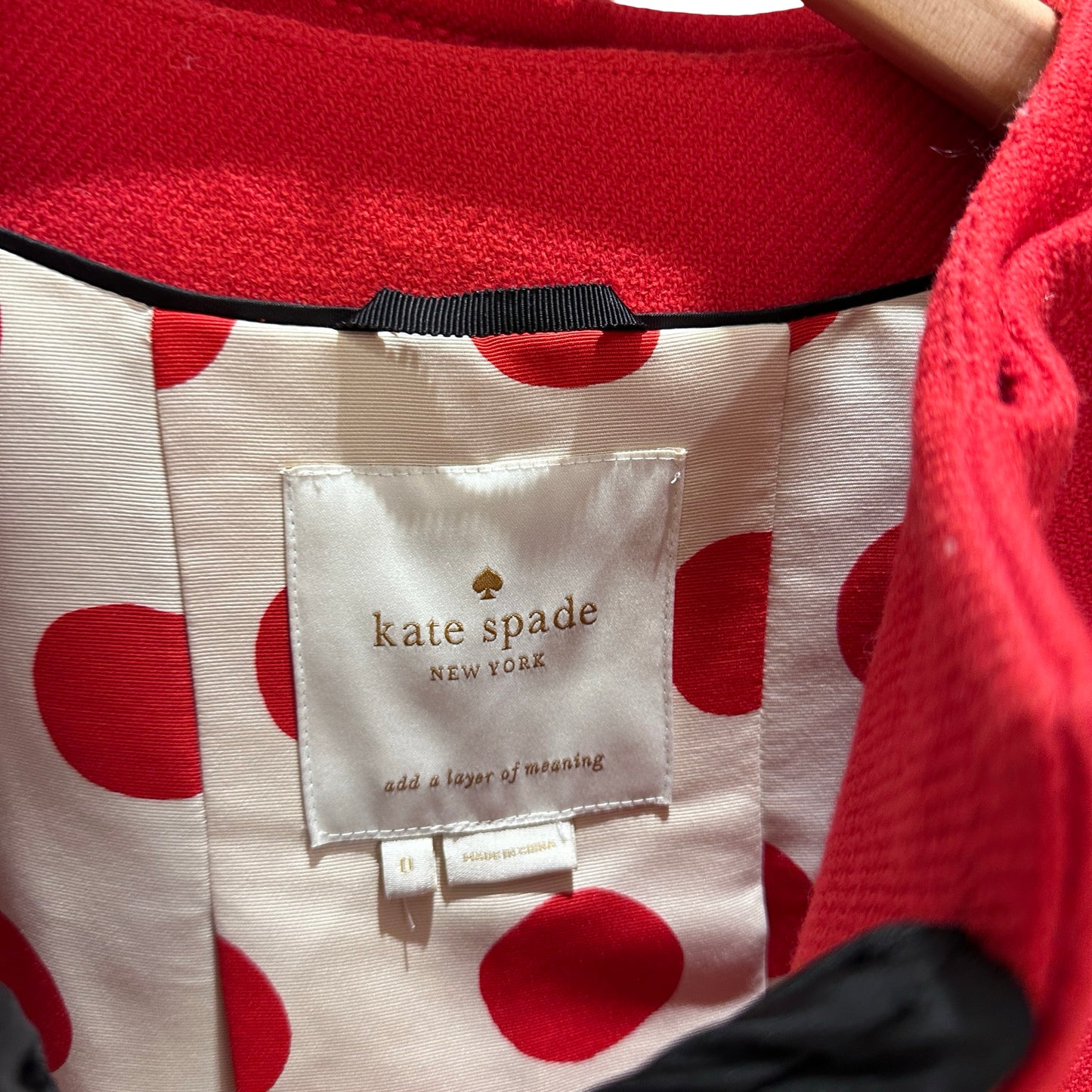 Used Kate Spade Laine Bow Coat Clothes Red White