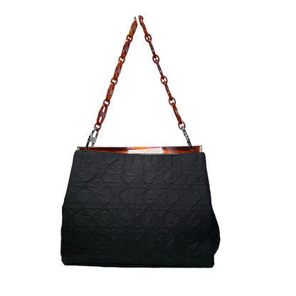 Used DIOR CANVAS Shoulder Bag Black