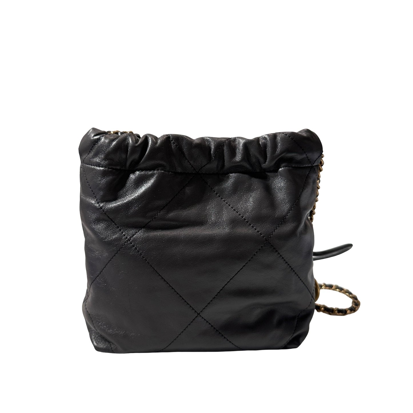 Used CHANEL Calfskin Leather Mini 22 Cross Body Bag Grey PHW