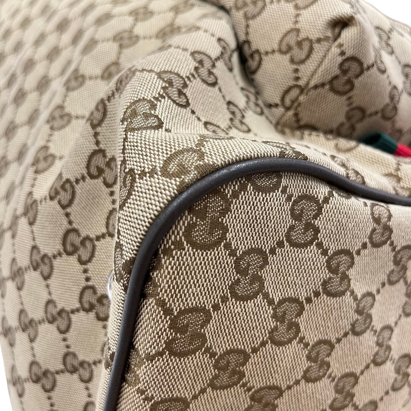 Used GUCCI GG CANVAS Medium Duffle Duffel Bag Brown