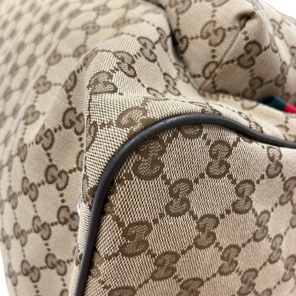 Used GUCCI GG CANVAS Medium Duffle Duffel Bag Brown