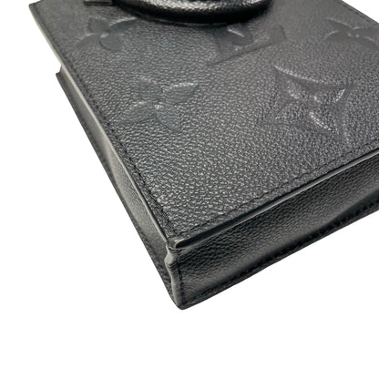 Used LOUIS VUITTON Monogram SAC PLAT Cross Body Bag Black GHW