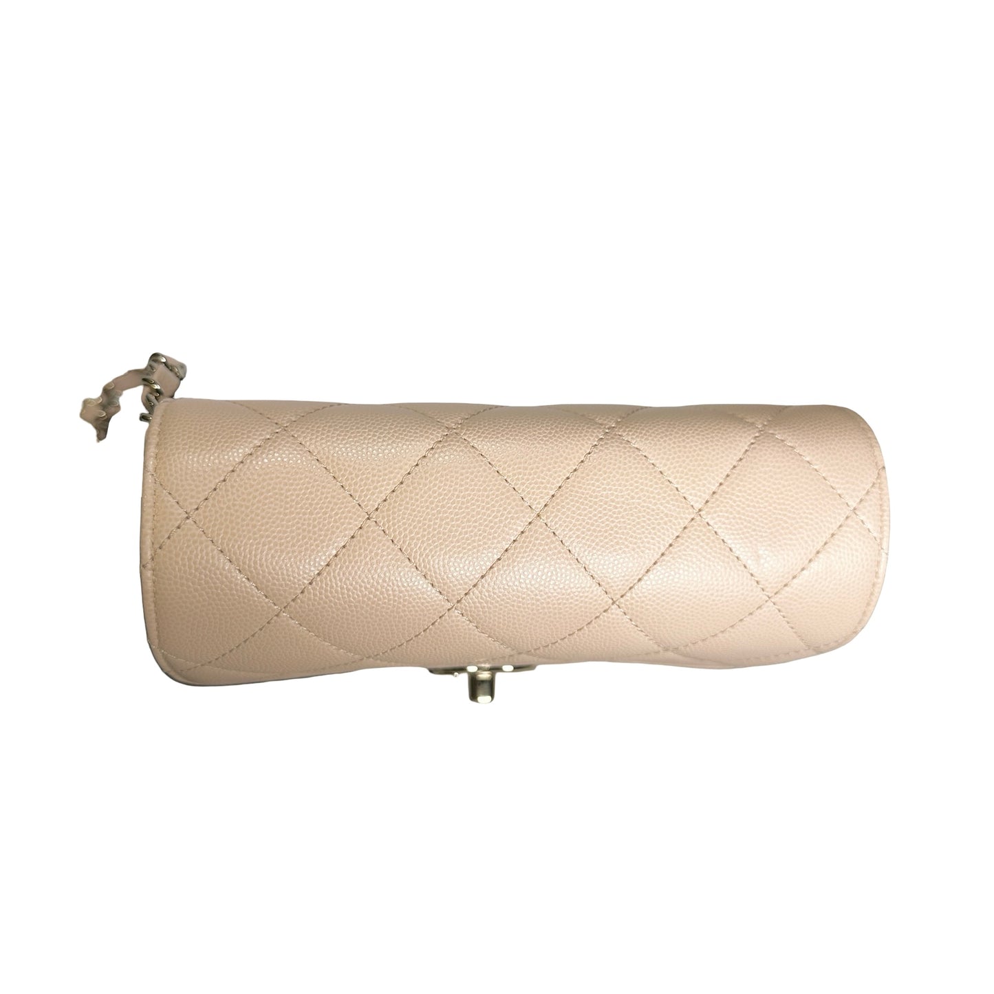 Used CHANEL Quilted Caviar Flap Bag Chain Shoulder Bag Beige