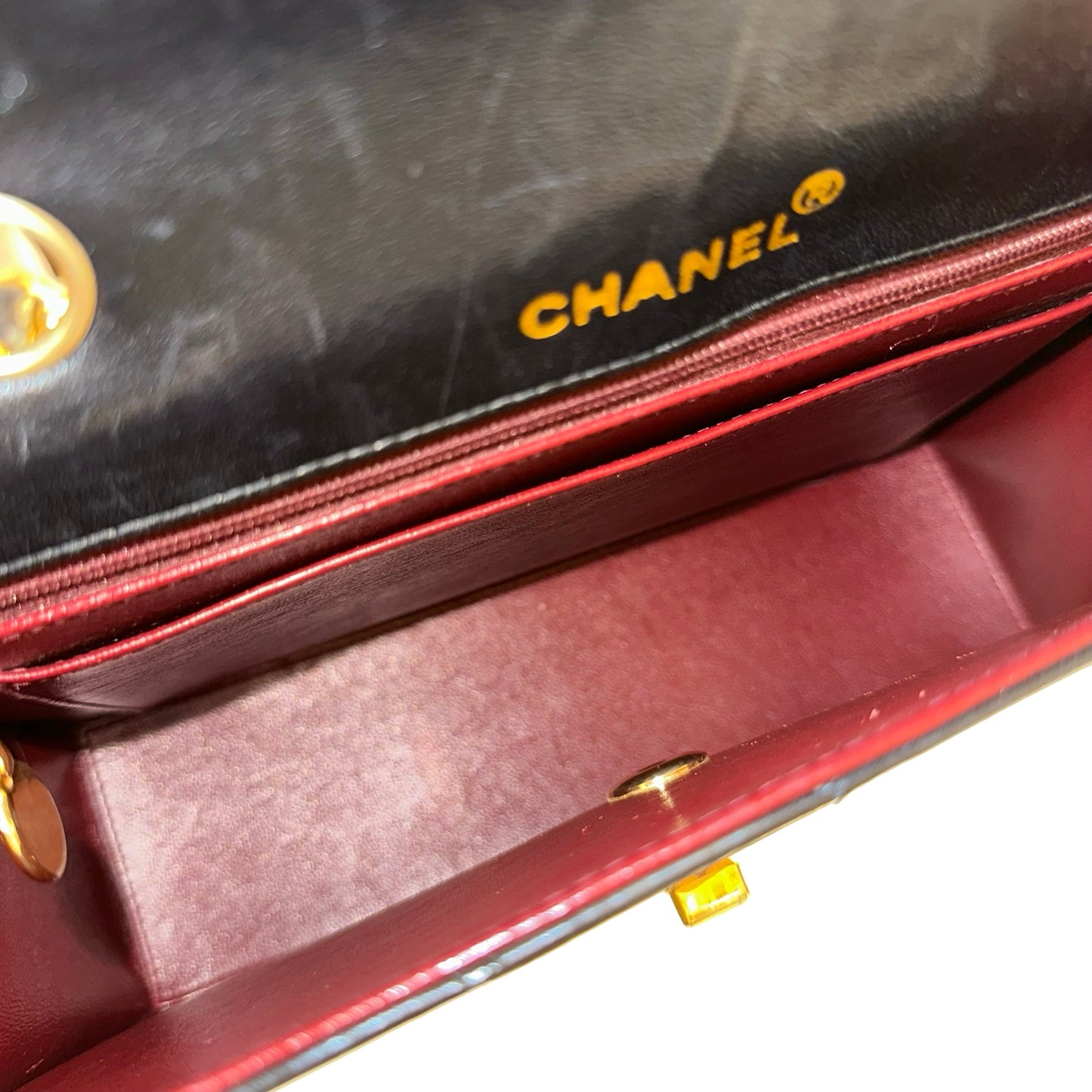 CHANEL VINTAGE 2.55 BLACK LAMBSKIN GHW FLAP BAG [20004231]