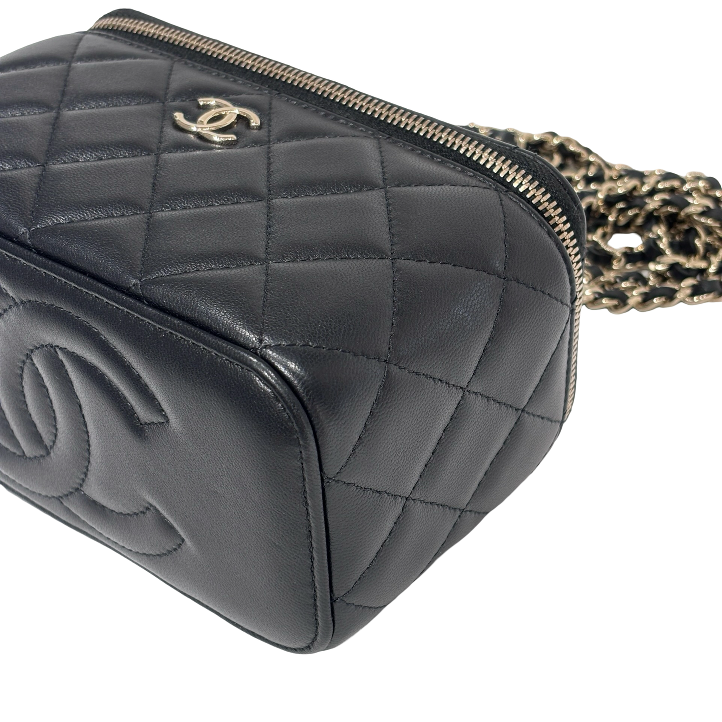 CHANEL VANITY CASE BLACK GHW LAMBSKIN AP2199 [3000210]