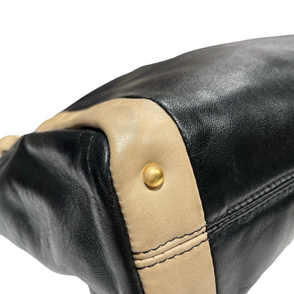 Chanel Shoulder Bag Black Beige Gold [3001098]