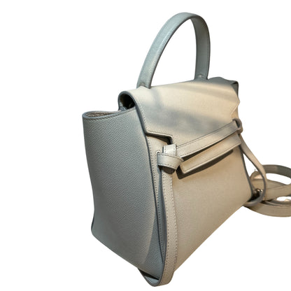 Used CÉLINE Belt Shoulder Bag Grey PHW