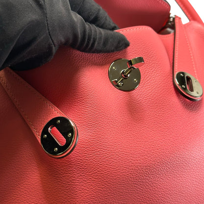 Used HERMES Clemence Lindy 26 Handbag Pink PHW