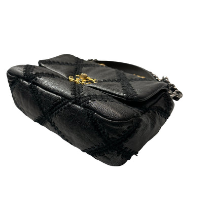 Used CHANEL Calfskin Leather 19 Small Calfskin Shoulder Bag Black GHW