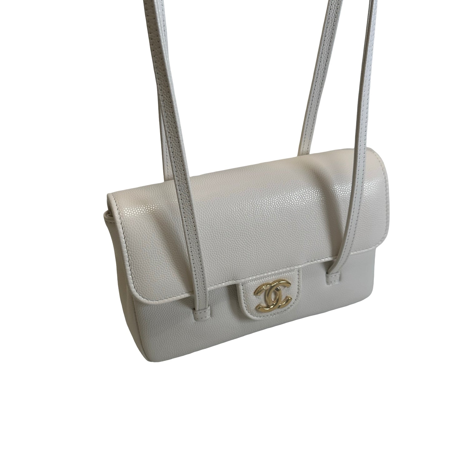 Brand New CHANEL Caviar Mini Preppy Coco Shoulder Bag White Gold