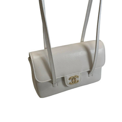 Brand New CHANEL Caviar Mini Preppy Coco Shoulder Bag White Gold