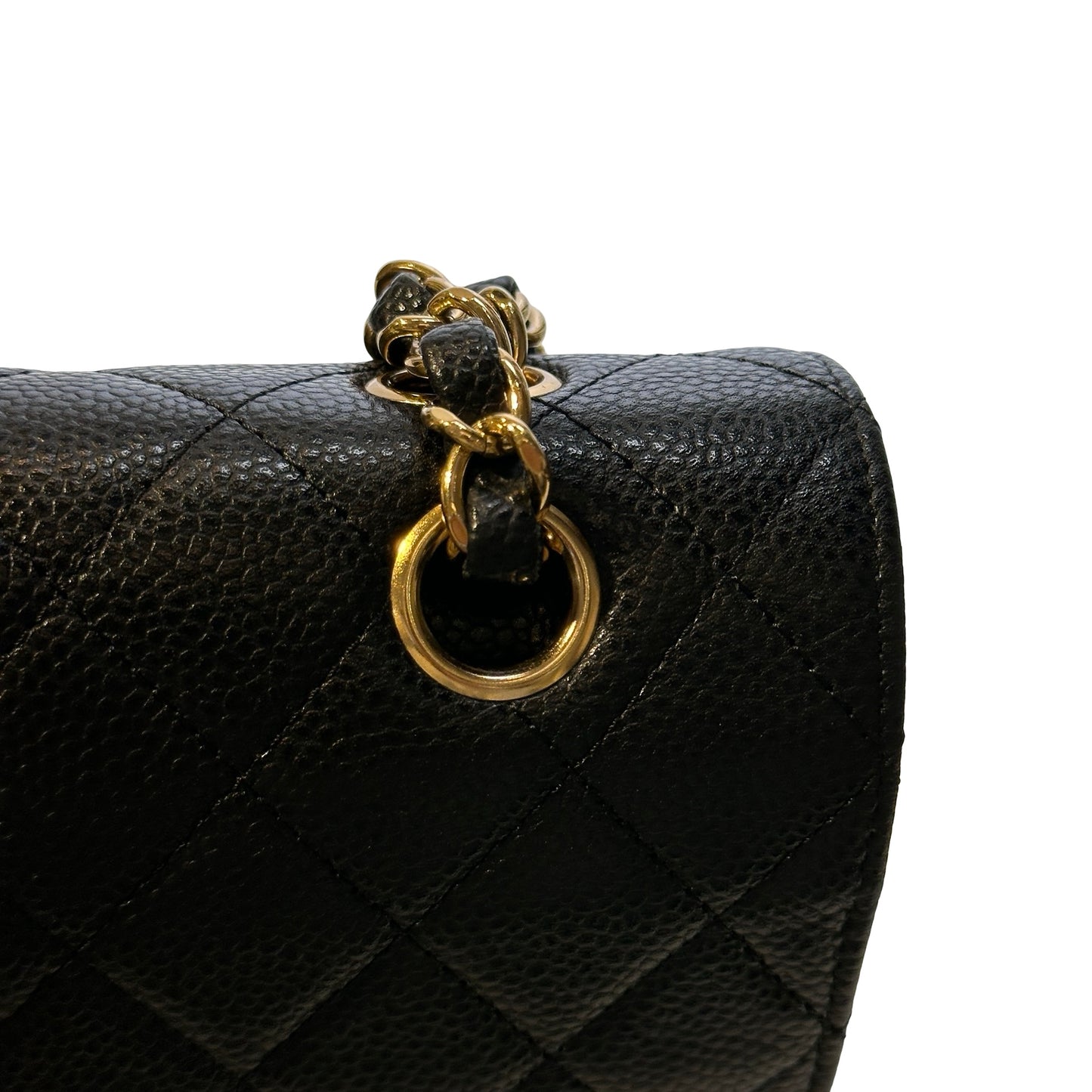 Used CHANEL Calfskin CF 25 Chain Shoulder Bag Black GHW