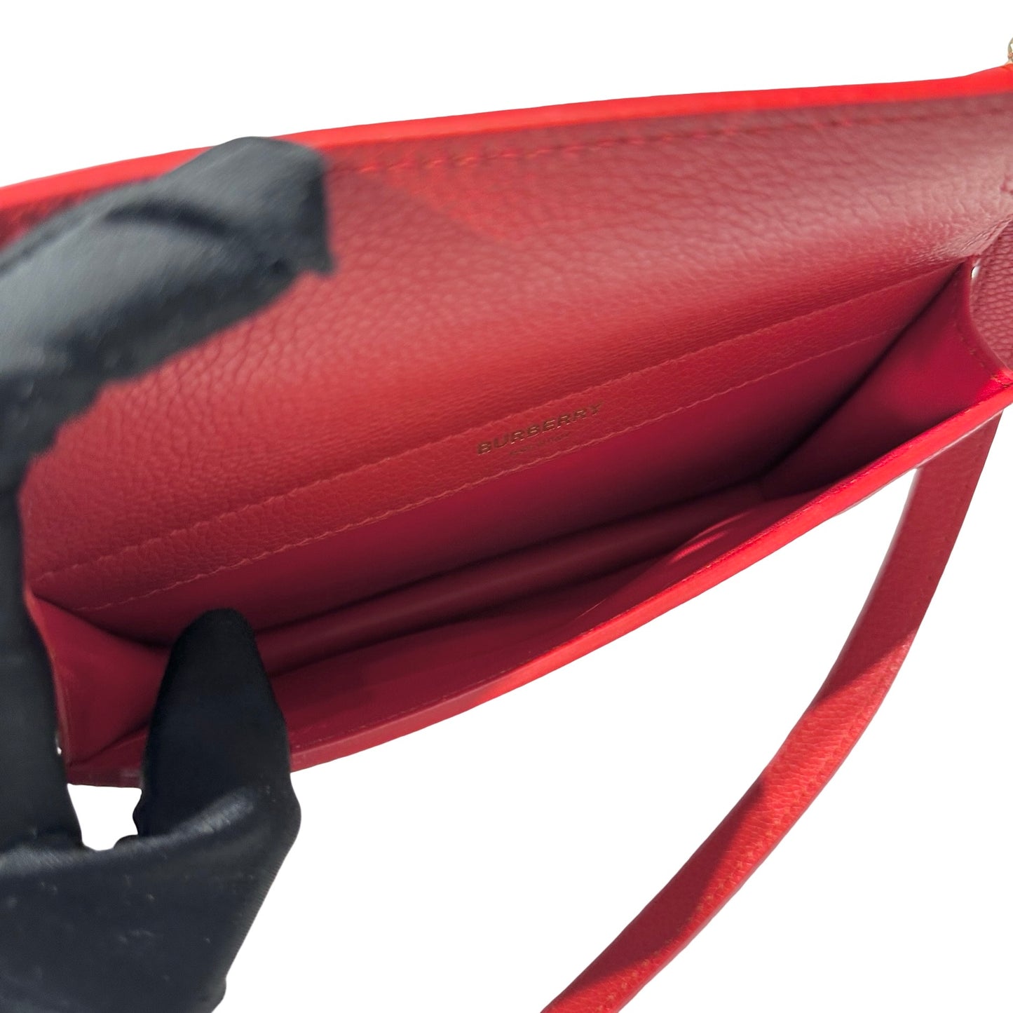 Used BURBERRY Calfskin Leather Cross body Cross Body Bag Red GHW