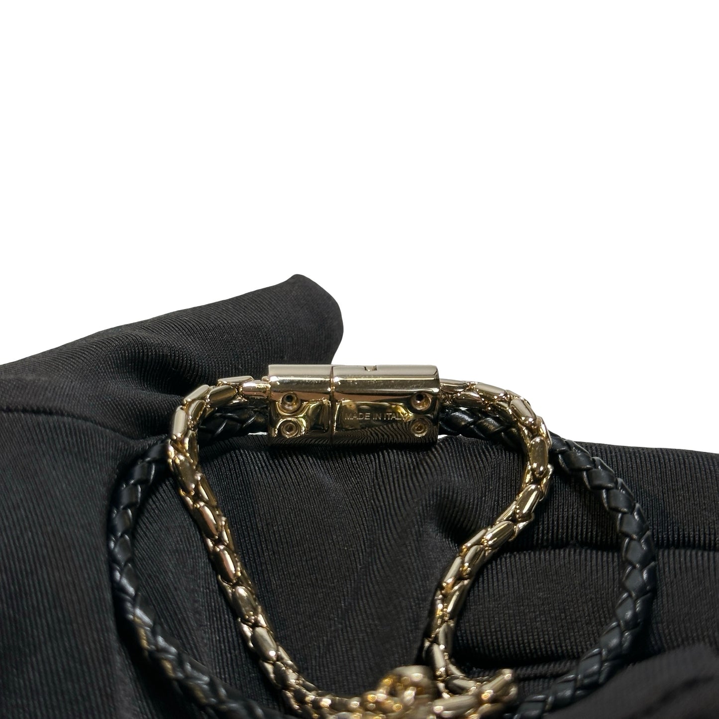 Used BVLGARI Lambskin Leather SERPENTI FOREVER Bracelet Black