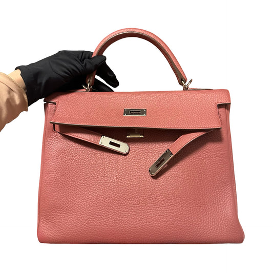 Used HERMES Togo Kelly 32 Handbag Pink