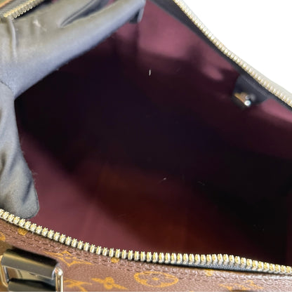 Used LOUIS VUITTON Monogram Macassar Keepall Bandouliere Travel Bag Brown Black