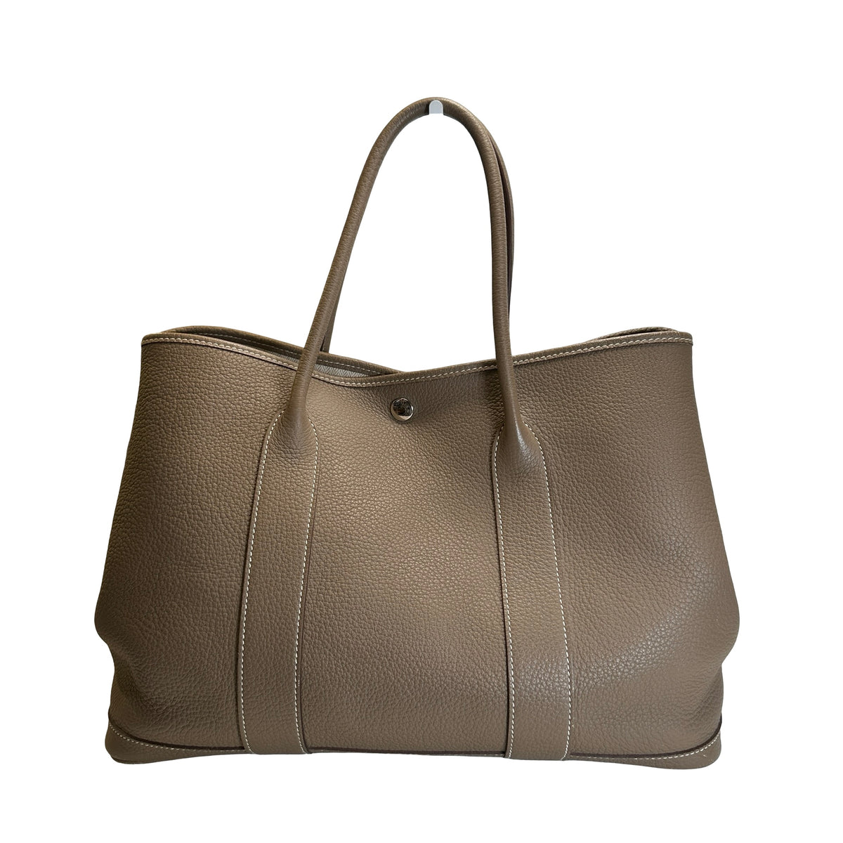 Used HERMES Negonda Leather Garden Party Tote Bag Etoupe