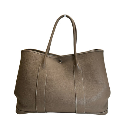 Used HERMES Negonda Leather Garden Party Tote Bag Etoupe