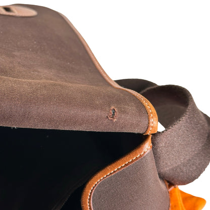 Used HERMES Canvas Leather Barda Shoulder Bag Brown
