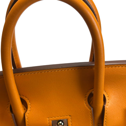 Used HERMES Swift Birkin 25 Handbag Orange PHW