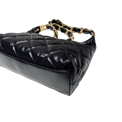 Used CHANEL Shiny Lambskin 24A Hobo Shoulder Bag