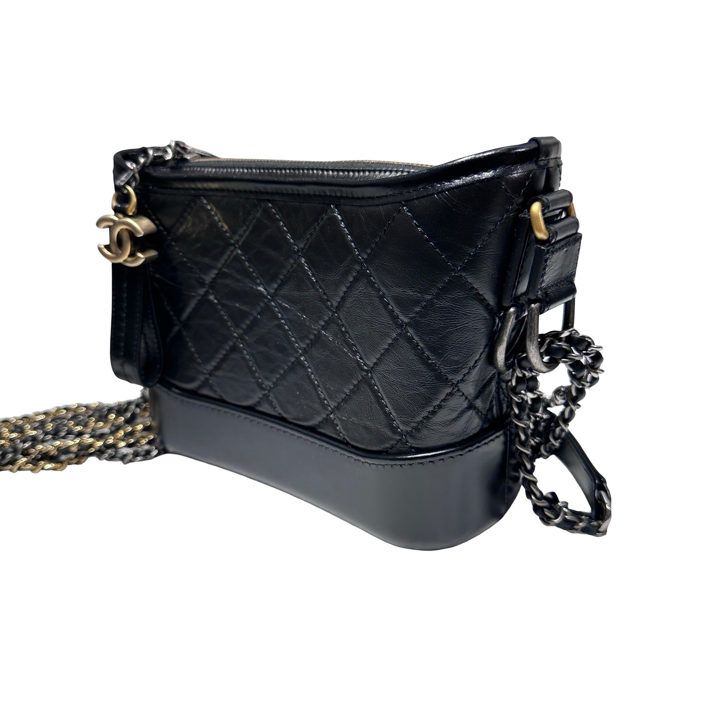 Used CHANEL Gabrielle small Chain Shoulder Bag Black PHW