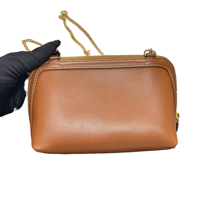 Used CÉLINE Clutch On Chain Shoulder Bag Brown GHW