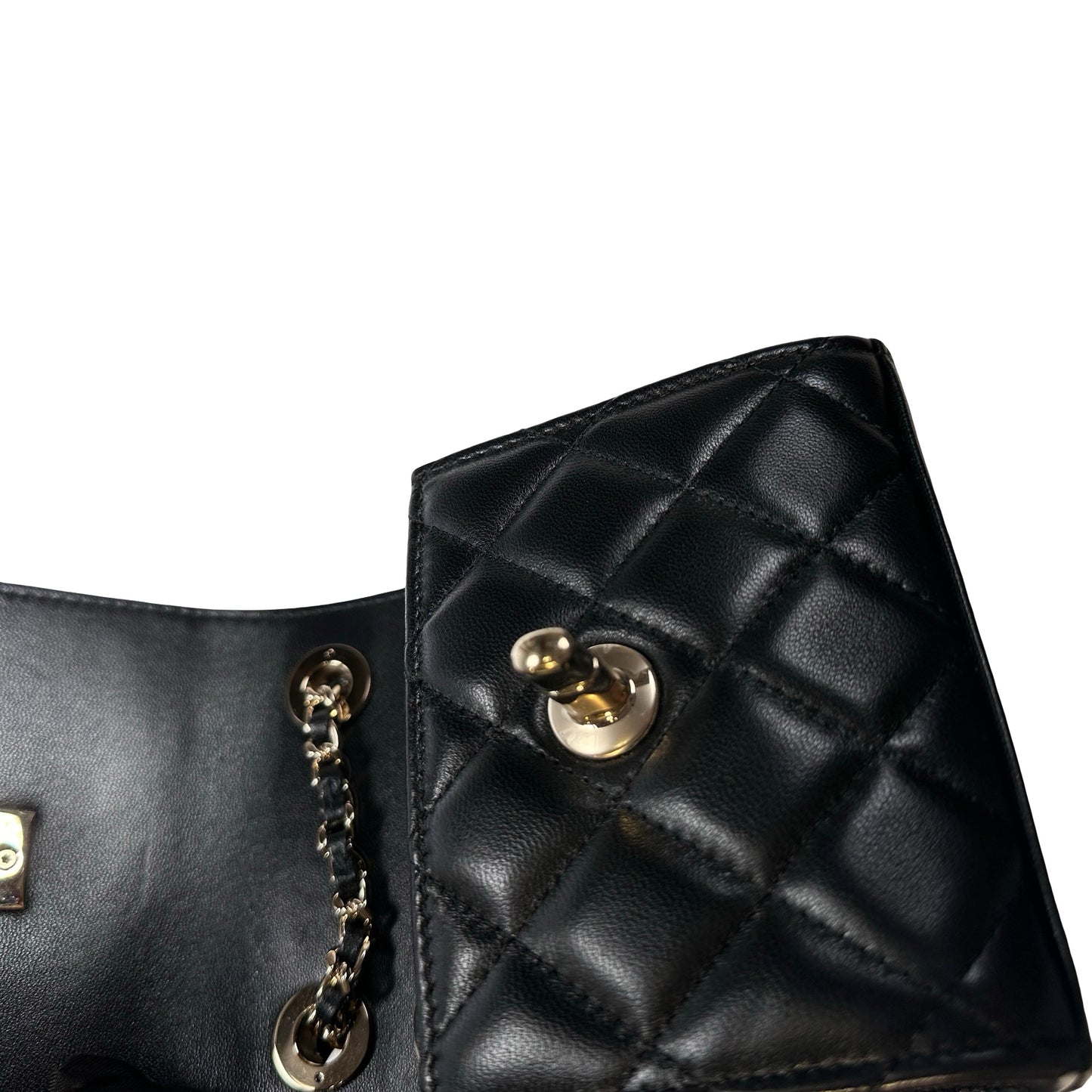 CHANEL Quilted Lambskin Trendy CC Square Clutch with Chain Mini Bag Black GHW
