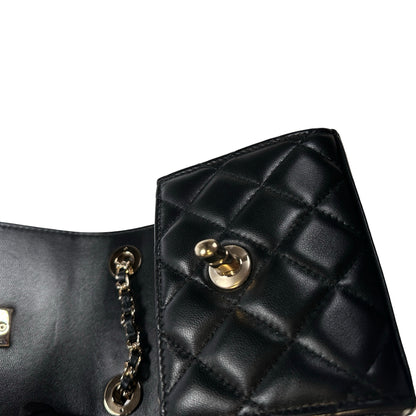 CHANEL Quilted Lambskin Trendy CC Square Clutch with Chain Mini Bag Black GHW