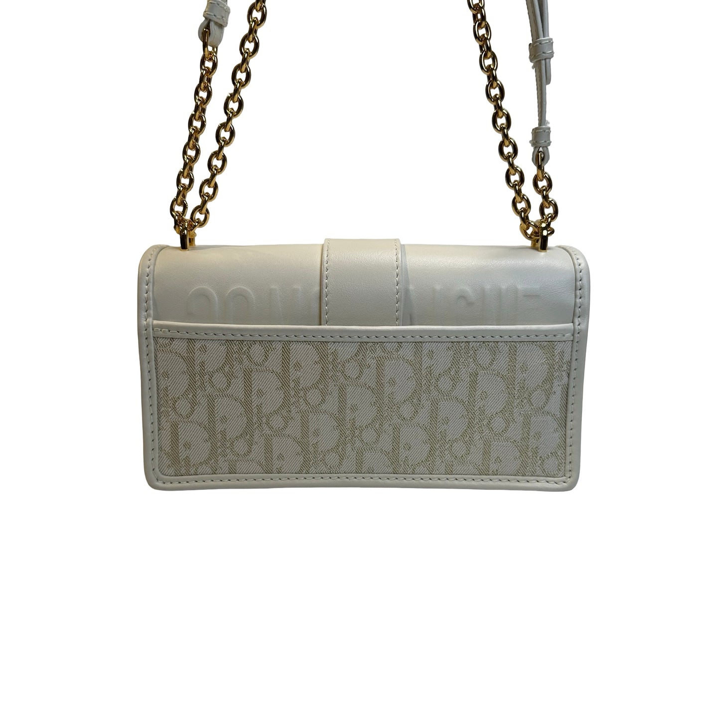 Used DIOR Dior Oblique Leather 30 Montaigne Shoulder Bag White Beige