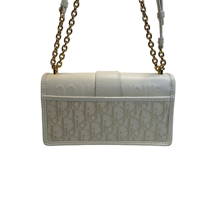 Used DIOR Dior Oblique Leather 30 Montaigne Shoulder Bag White Beige