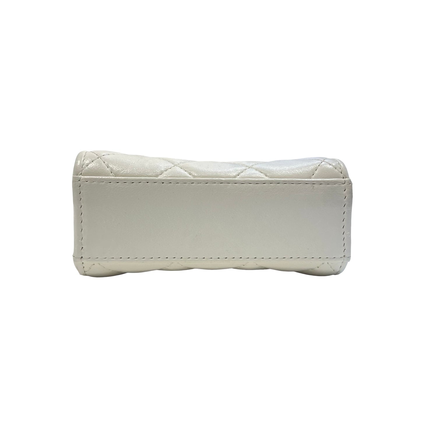 Used CHANEL Phone Holder Shoulder Bag White GHW