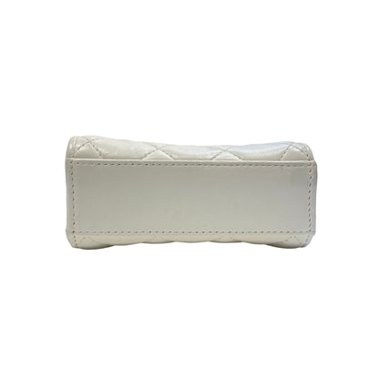 Used CHANEL Phone Holder Shoulder Bag White GHW