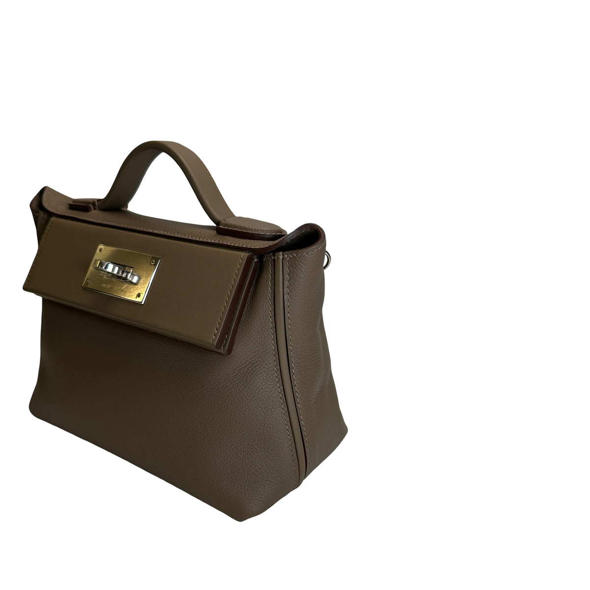 Used HERMES Togo Leather Mini 2424 Handbag ETOUPE/ETOU PHW