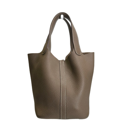 Used HERMES Clemence Picotin Lock Handbag Etain