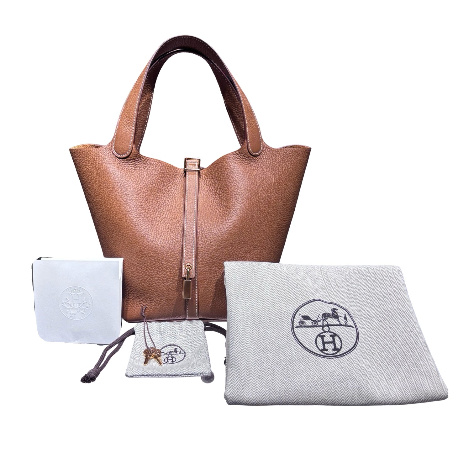 Used HERMÈS TC Picotin 22 Bucket Bag Gold (37) GHW