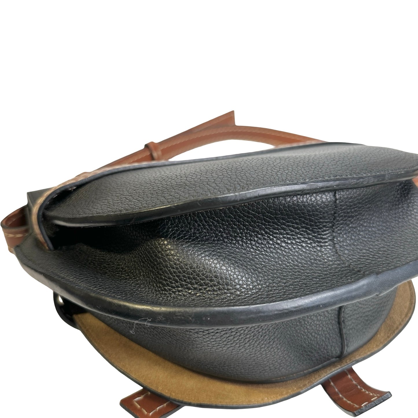 Used LOEWE Pebbled Leather Gate Crossbody Bag Black Brown