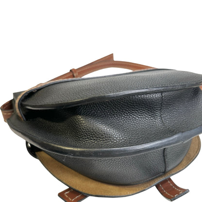 Used LOEWE Pebbled Leather Gate Crossbody Bag Black Brown