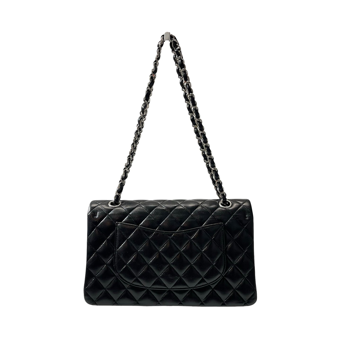 Used CHANEL Lambskin Leather CF 25 Shoulder Bag Black PHW