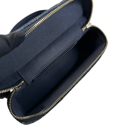 Used CHANEL Quilted Denim Denim Vanity Bag Vanity case Blue